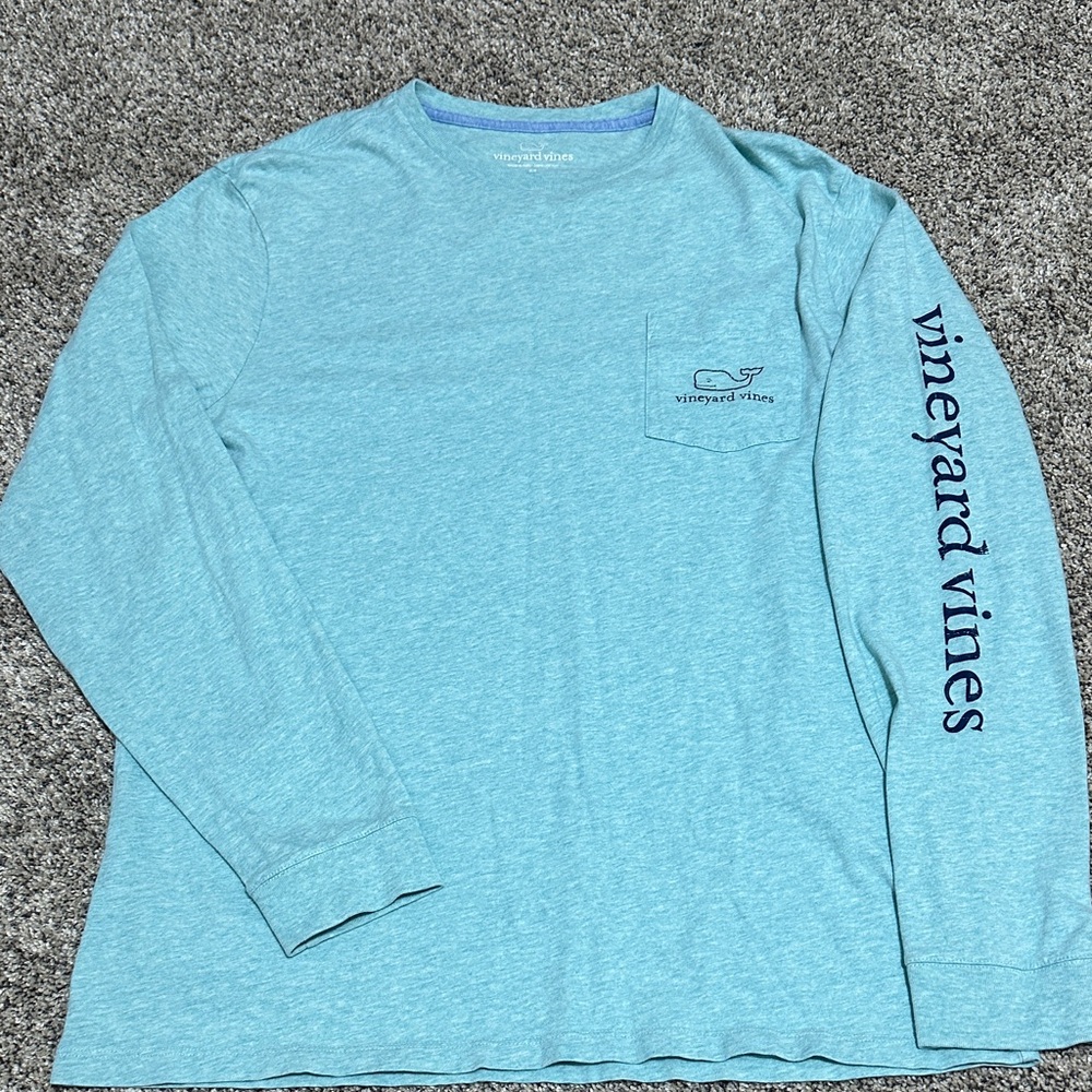 Vineyard Vines Men's Teal Long Sleeve Tee